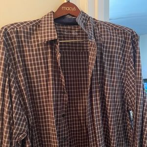 Taso Elba brown checkered dress shirt
